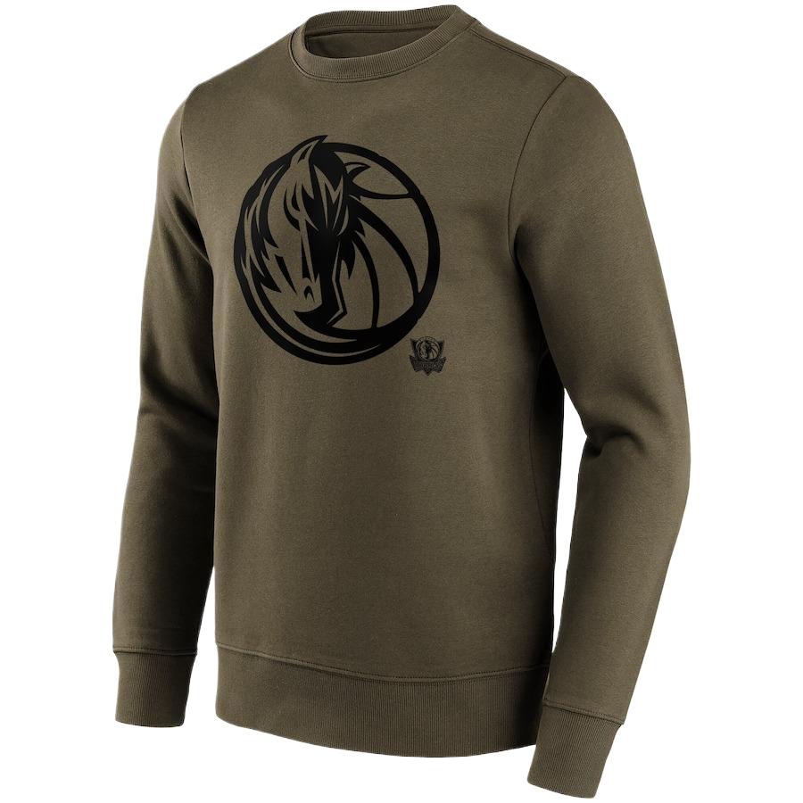 NBA Dallas Mavericks Fanatics Logo Olive Green Pullover Sweatshirt - 12087149