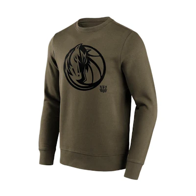 NBA Dallas Mavericks Fanatics Logo Olive Green Pullover Sweatshirt - 12087149