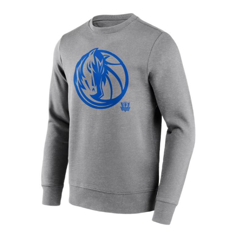 NBA Dallas Mavericks Mono Logo Crewneck Pullover Sweatshirt Men’s Grey 12088720