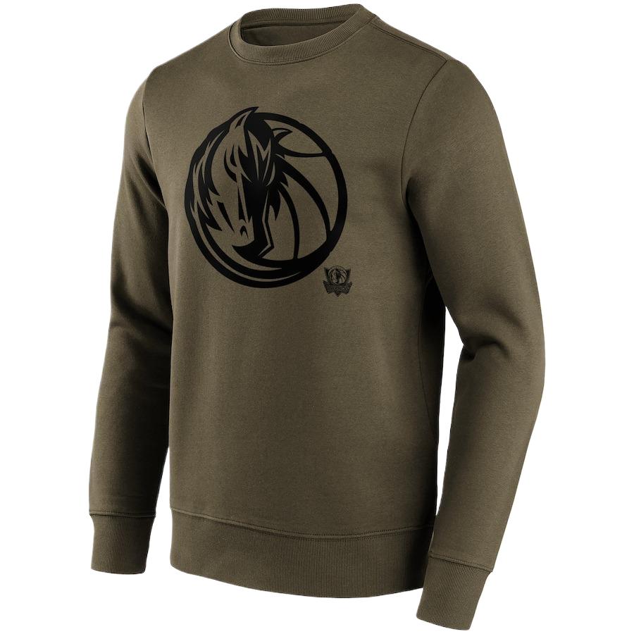 NBA Dallas Mavericks Mono Logo Graphic Crewneck Sweatshirt Olive Green 201426759