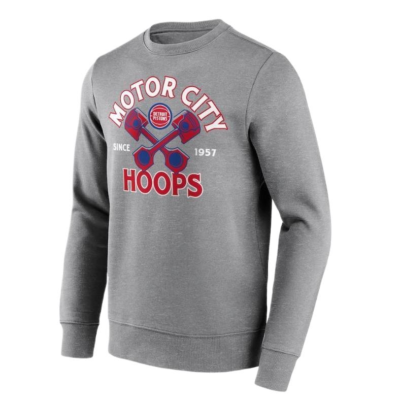 NBA Detroit Pistons Fanatics Graphic Print Crewneck Sweatshirt Grey 12089330