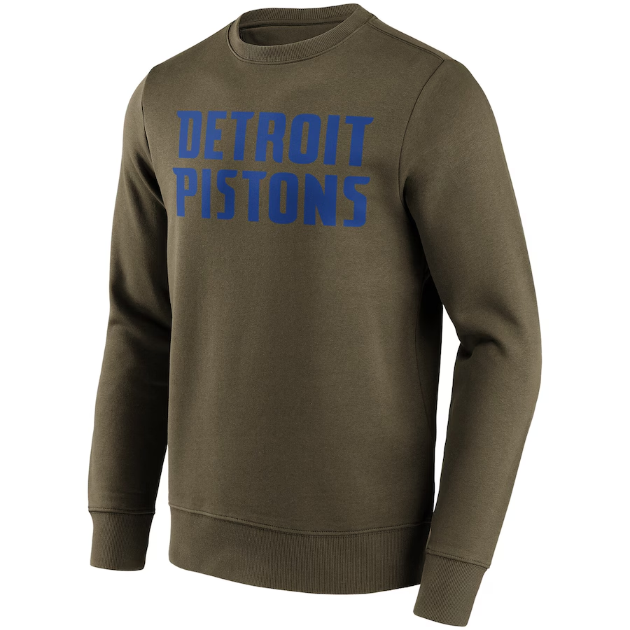 NBA Detroit Pistons Wordmark Crewneck Yellow Pullover Sweatshirt 12092054
