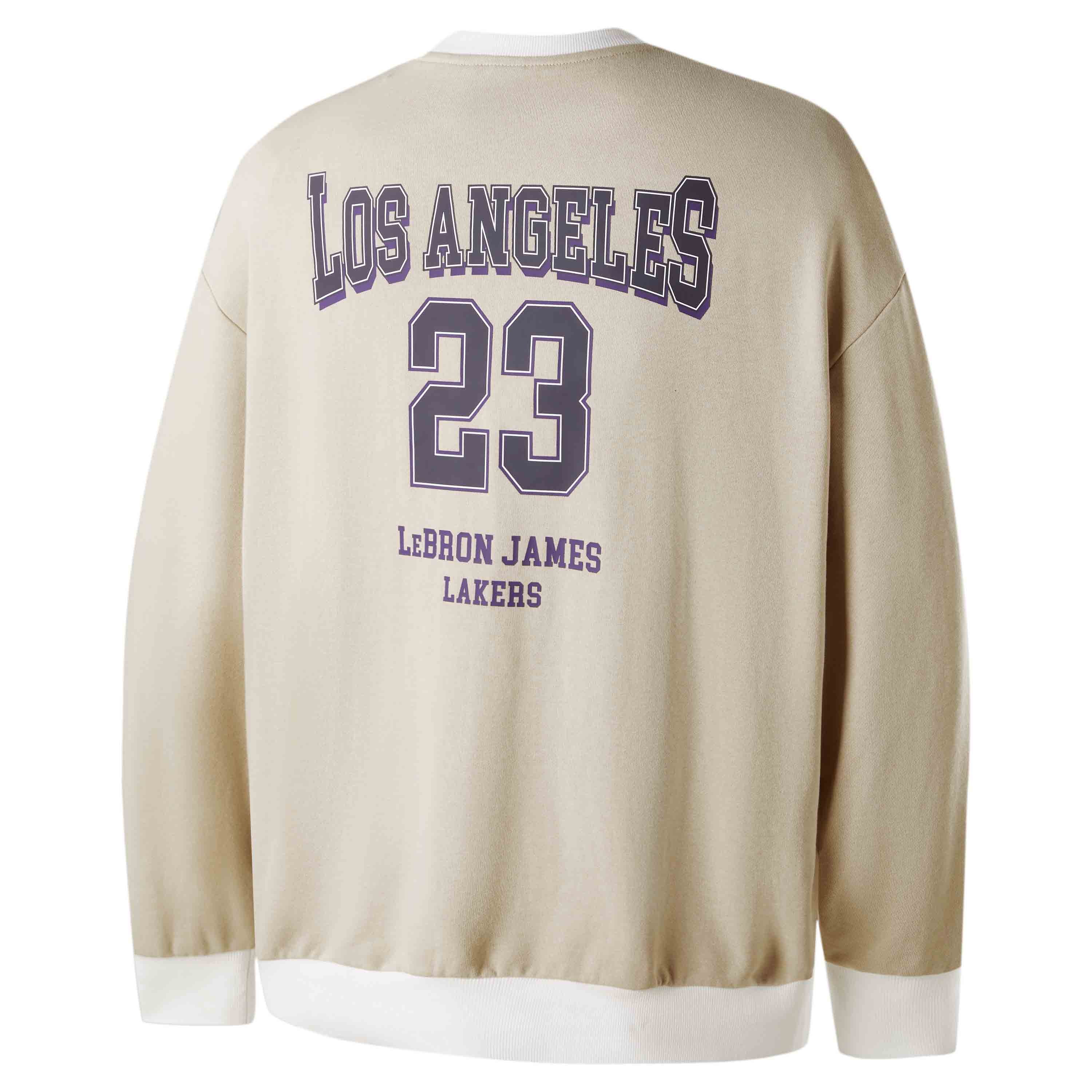 NBA Dynasty Series Los Angeles Lakers LeBron James Sweatshirt Khaki Unisex Casual APCRE00779LALLBJ13