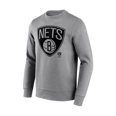 NBA Fanatics Brooklyn Nets Mono Logo Crewneck Sweatshirt Gray Long Sleeve 12088695