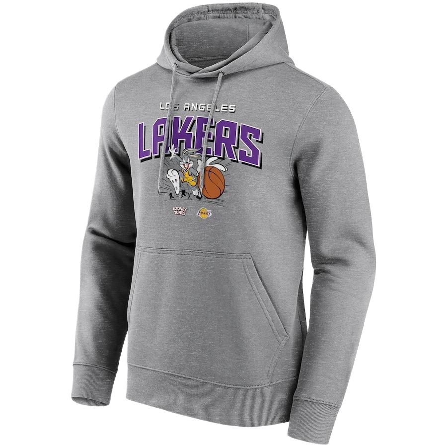 NBA Fanatics Los Angeles Lakers Gray Hoodie Pullover Sweatshirt 13327478