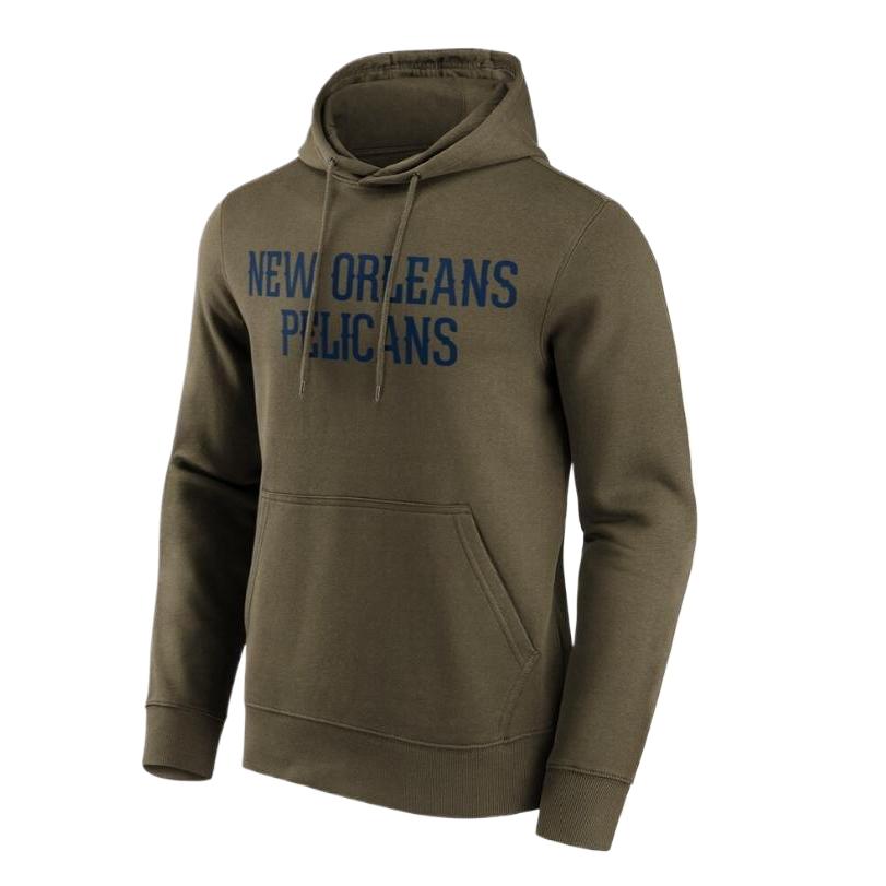 NBA Fanatics New Orleans Pelicans Hoodie Army Green Pullover Sweatshirt 12088604