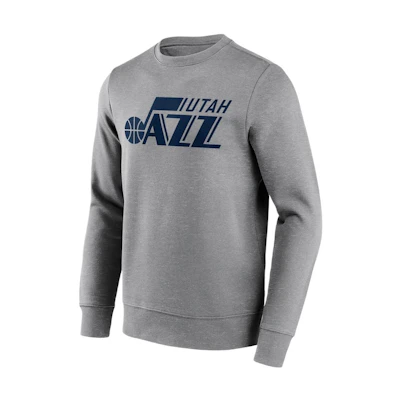 NBA Fanatics Utah Jazz Mono Logo Crewneck Sweatshirt Men’s Gray Long Sleeve 12088787