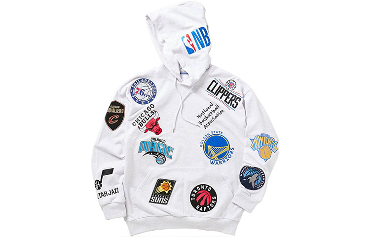 NBA FW23 Off-Court Hoodie White Unisex with Team Logo Embroidery Pocket Design 23070600942020-010