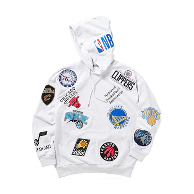 NBA FW23 Off-Court Hoodie White Unisex with Team Logo Embroidery Pocket Design 23070600942020-010