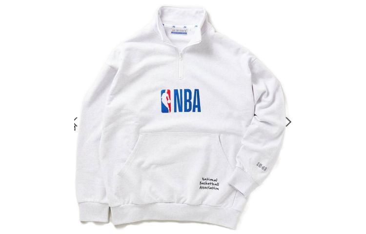 NBA FW23 Off-Court Logo Embroidered High Neck Pullover Sweatshirt Grey Unisex 23070600940020-008