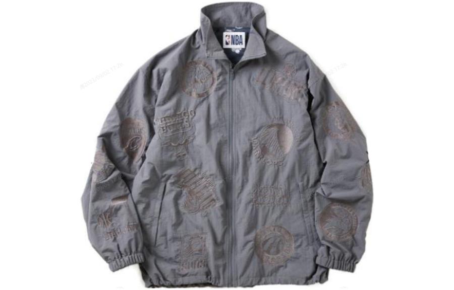 NBA FW23 Off-Court Team Logo Embroidered Nylon Zip Jacket Unisex Grey 23011464940030-007