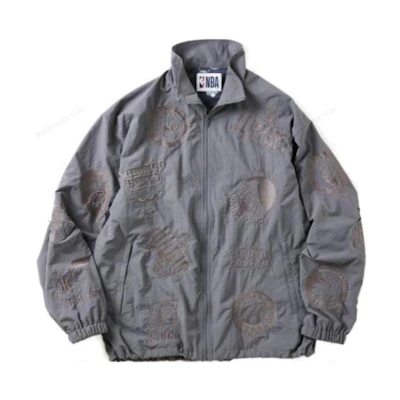 NBA FW23 Off-Court Team Logo Embroidered Nylon Zip Jacket Unisex Grey 23011464940030-007