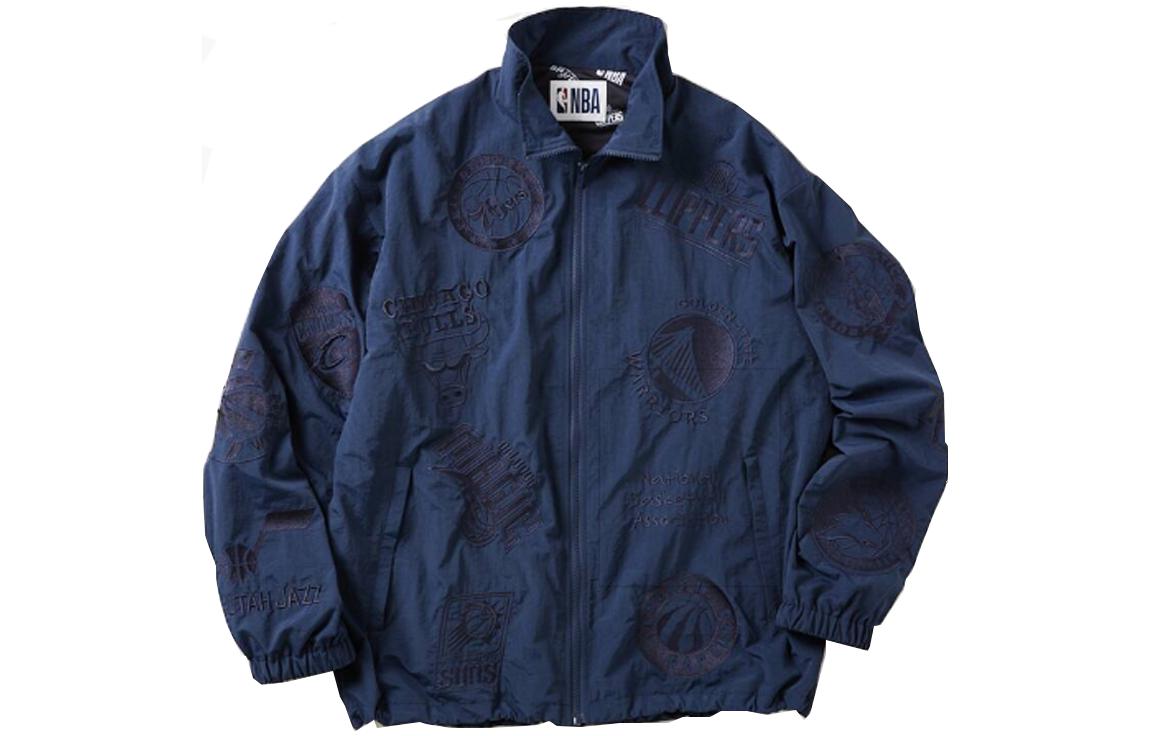 NBA FW23 Off-Court Team Logo Embroidered Nylon Zip Jacket Unisex Blue 23011464940030-040