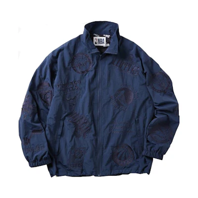 NBA FW23 Off-Court Team Logo Embroidered Nylon Zip Jacket Unisex Blue 23011464940030-040