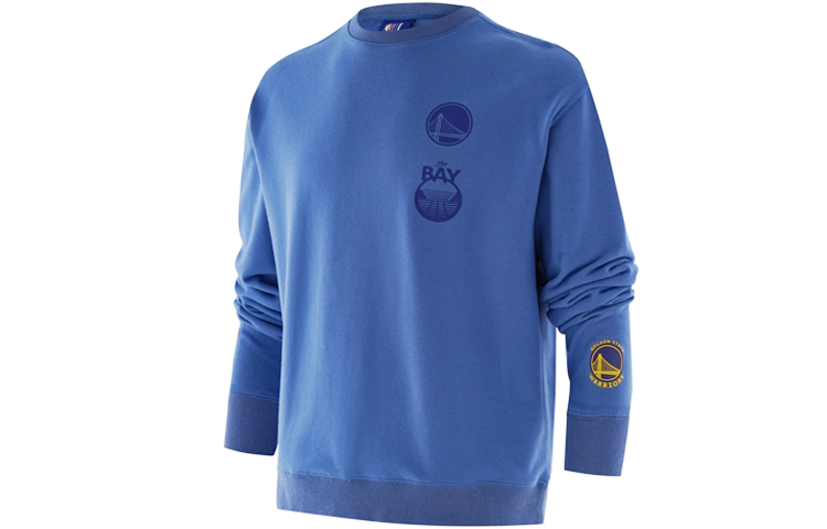 NBA Golden State Warriors Letter Print Loose Crewneck Sweatshirt Unisex - Navy Blue F3APSP22CR11881GSW
