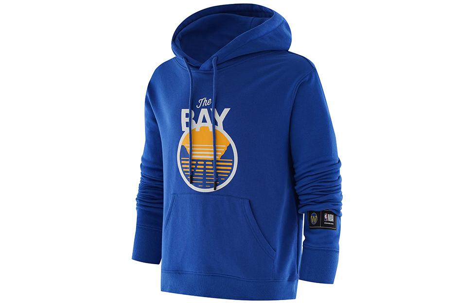 NBA Golden State Warriors Logo Print Pullover Hoodie Unisex Blue F3APSP22HD11836GSW