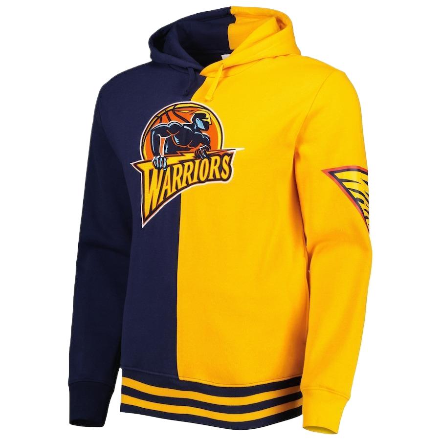 NBA Golden State Warriors Mitchell & Ness Navy Logo Print Pullover Hoodie 5176742