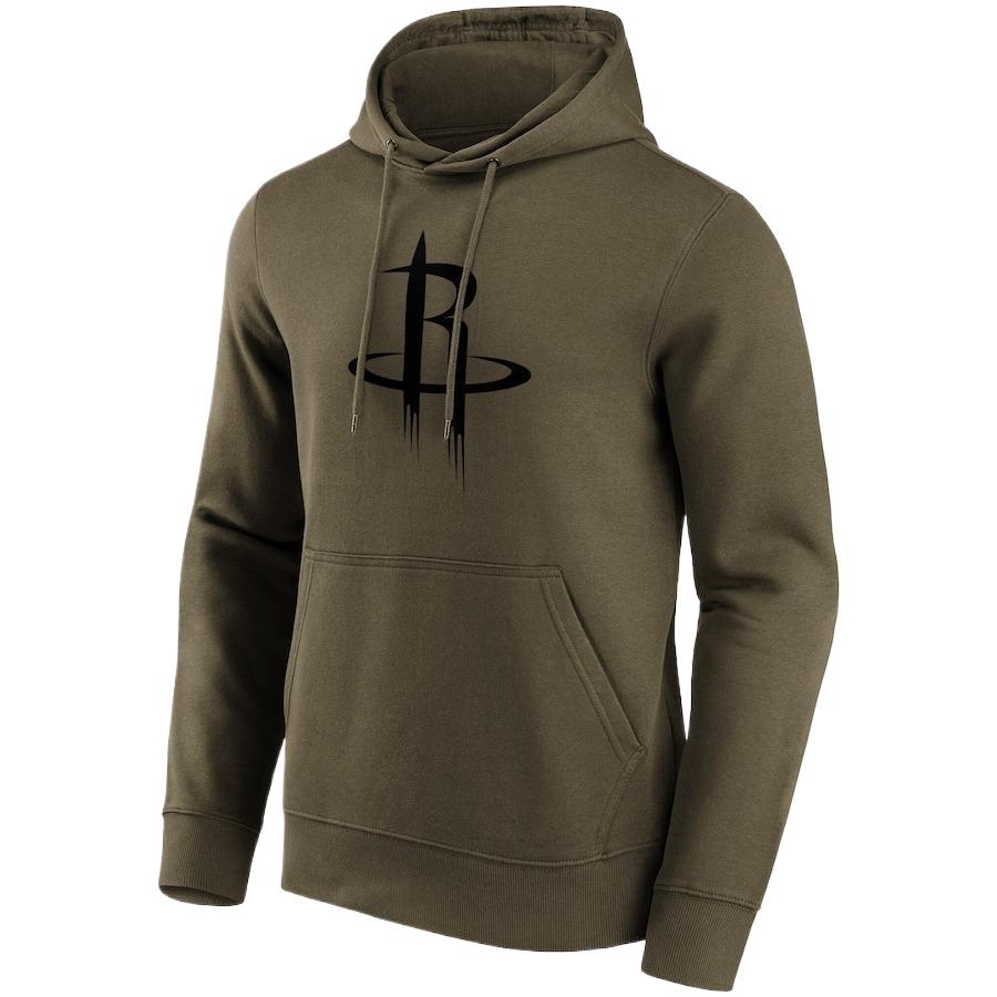 NBA Houston Rockets Fanatics Logo Print Long Sleeve Hoodie Men’s Olive Green 12087143