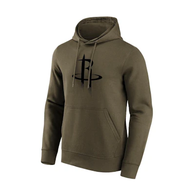 NBA Houston Rockets Fanatics Logo Print Long Sleeve Hoodie Men’s Olive Green 12087143