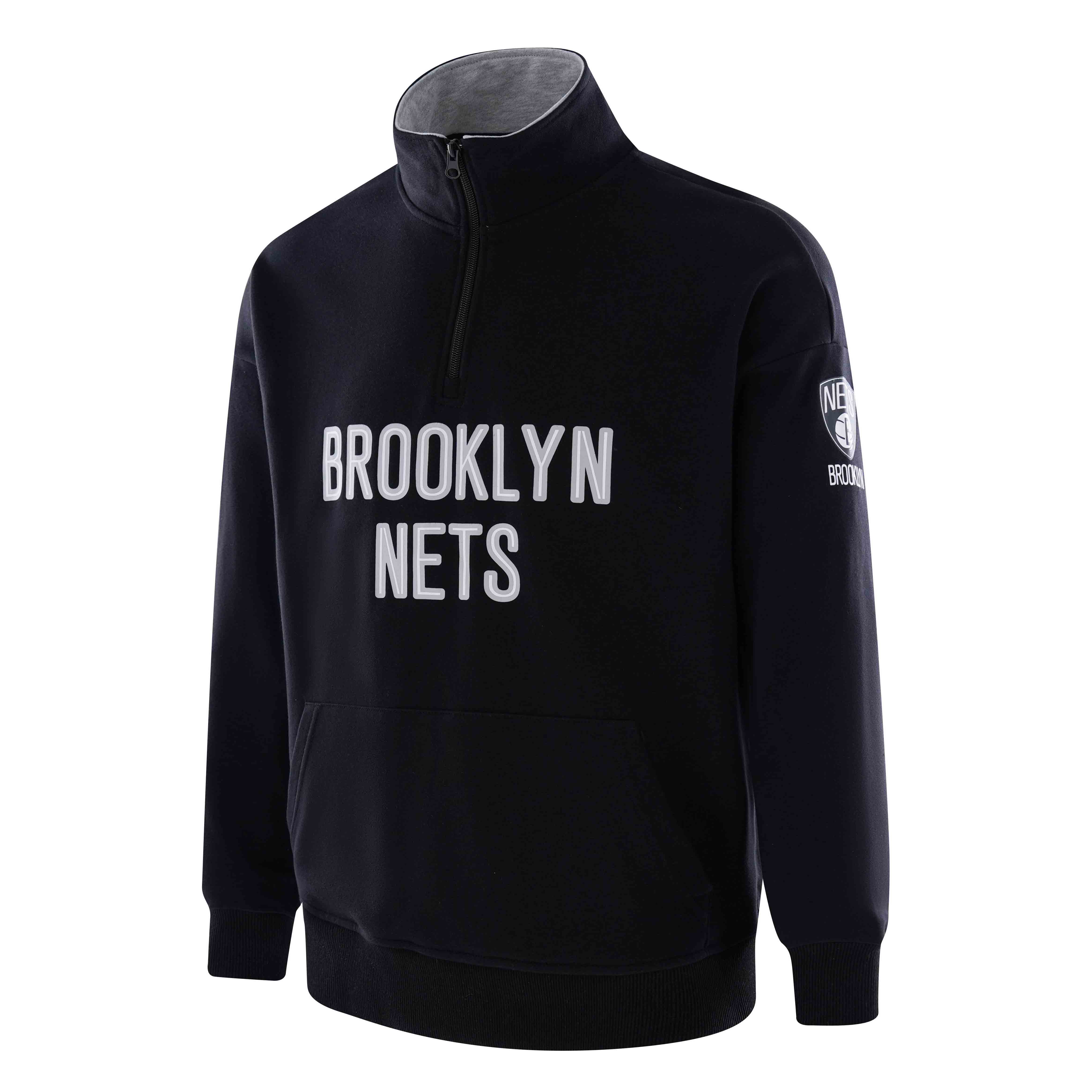 NBA ICON Series Brooklyn Nets Casual Pullover Polo Sweatshirt Midnight Black APPOL00036BKN13