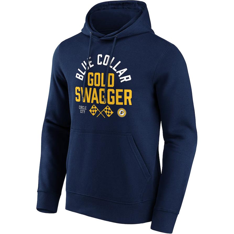 NBA Indiana Pacers Blue Letter Print Logo Pullover Hoodie Long Sleeve - 12089165