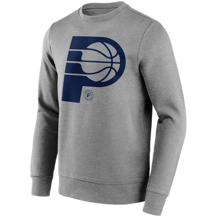 NBA Indiana Pacers Fanatics Logo Print Gray Pullover Sweatshirt 12088697