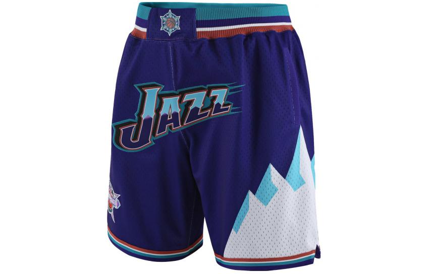 NBA Jazz Mitchell & Ness Letter Print Breathable Basketball Shorts Purple MNAPFA21SP10606UTA