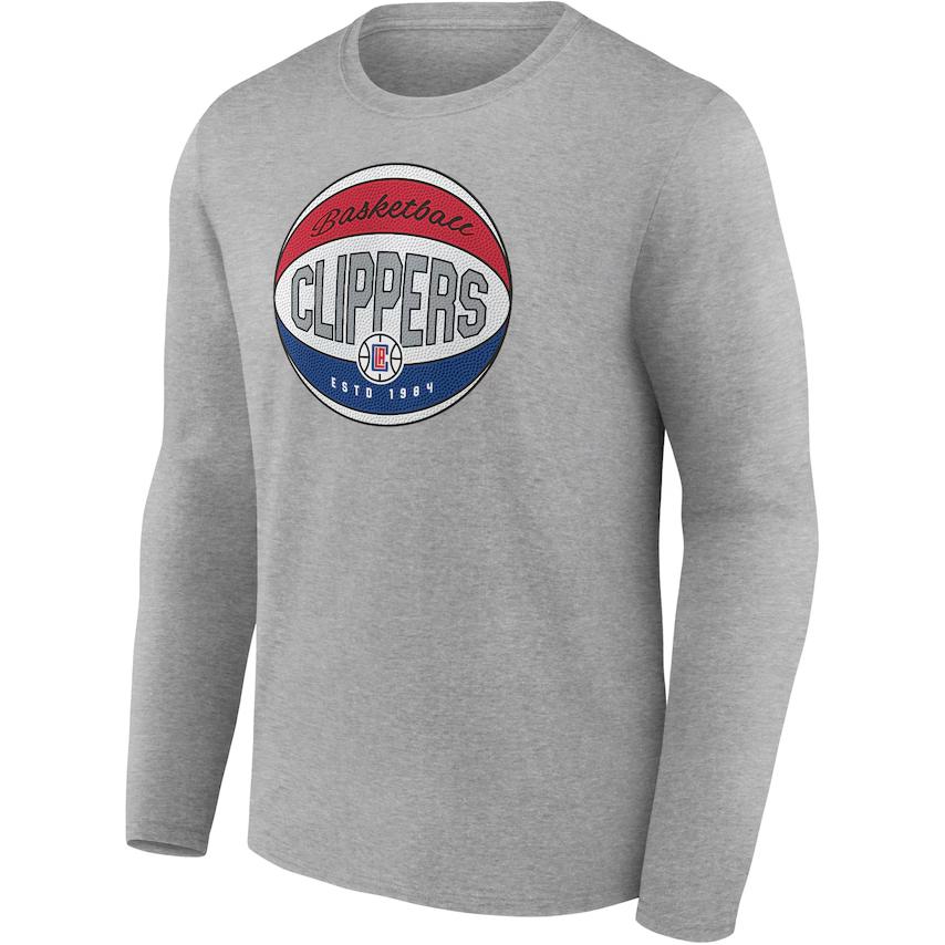 NBA LA Clippers Fanatics Crewneck Logo Print Gray Long-Sleeve Sweatshirt 13341148