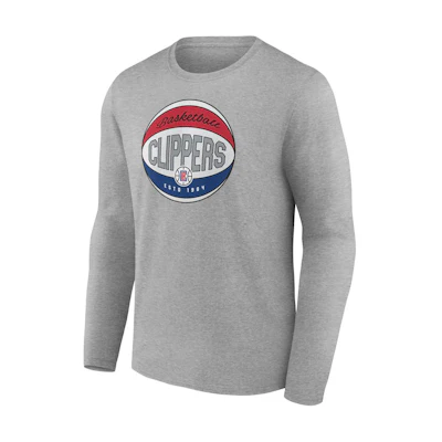NBA LA Clippers Fanatics Crewneck Logo Print Gray Long-Sleeve Sweatshirt 13341148