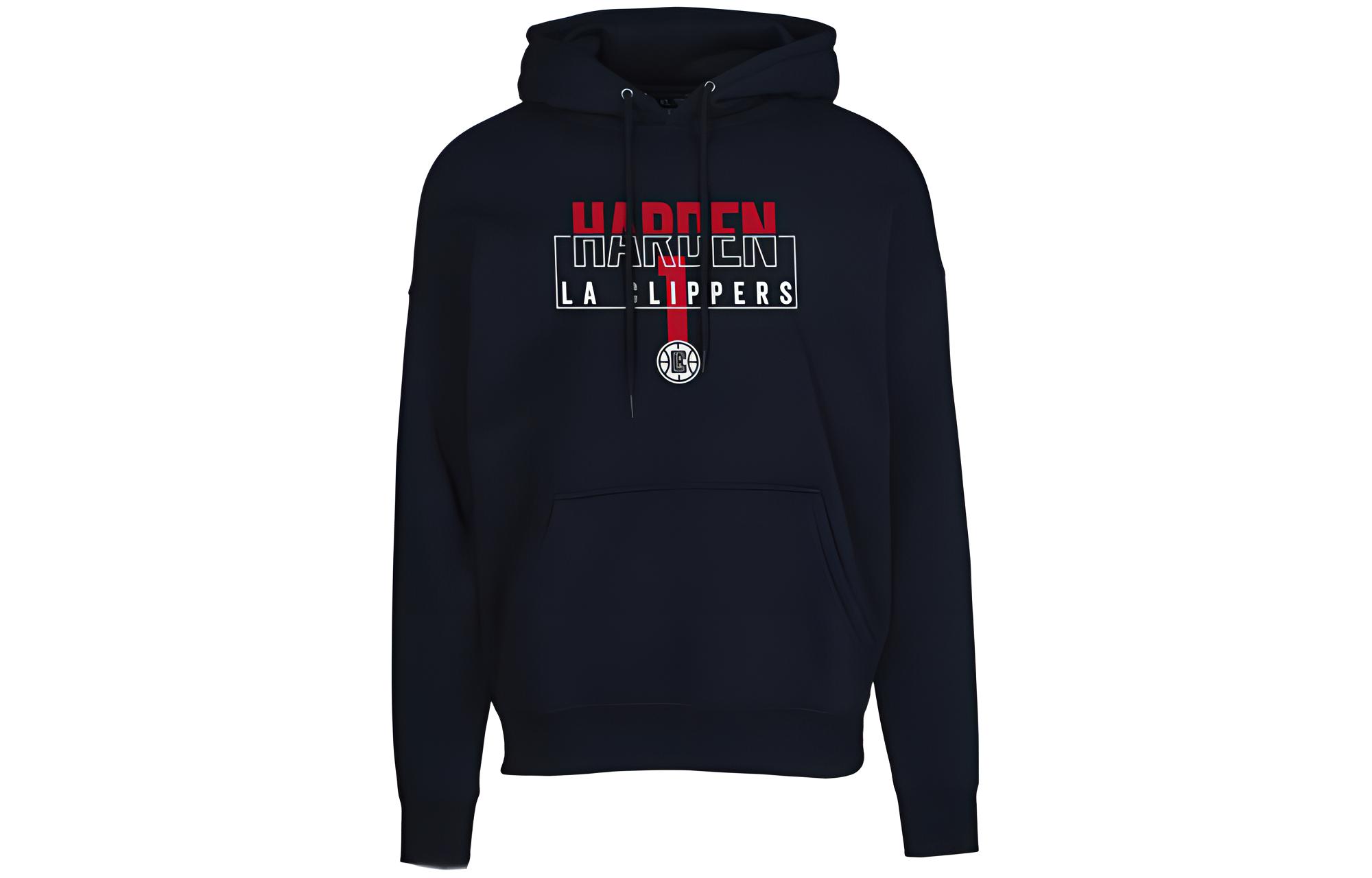 NBA LA Clippers Logo Print Pullover Hoodie Black Unisex Fleece Long Sleeve Sweater LWAPHDRI51DRISELAC