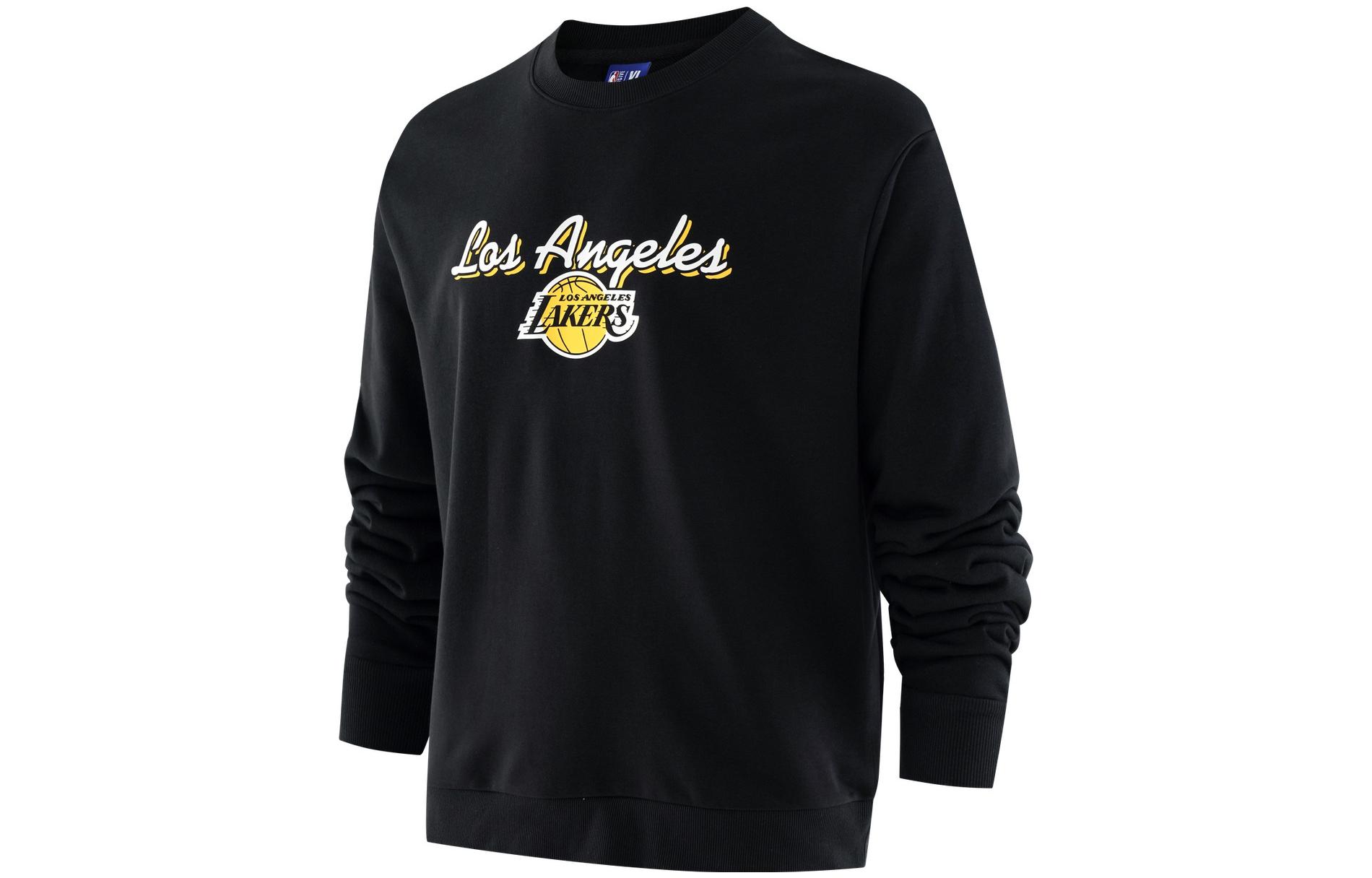 NBA Lakers Letter Print Sweatshirt Unisex Black FCAPHO21CR11204LAL