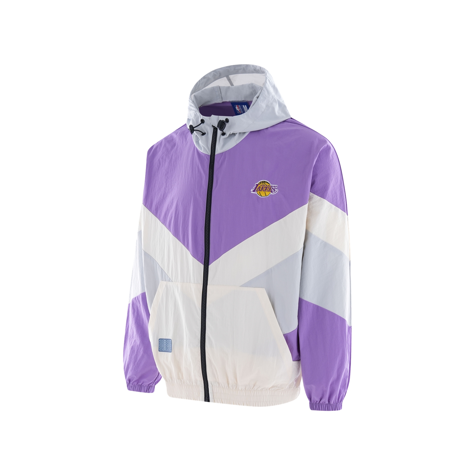 NBA Lakers Logo Embroidered Colorblock Hoodie Jacket Purple - APOTW00018LAL65