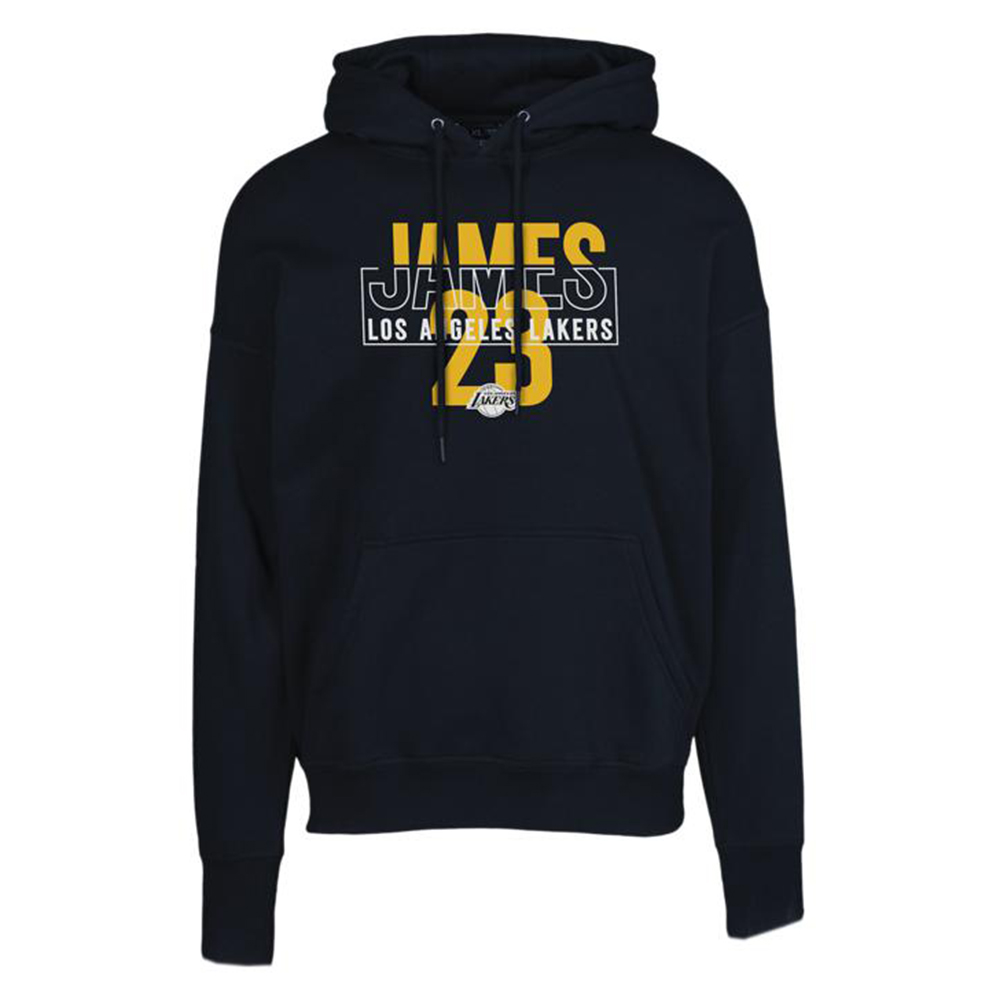 NBA LeBron James Lakers Printed Pullover Hoodie Black Fleece LWAPHDRI51DRISELAL