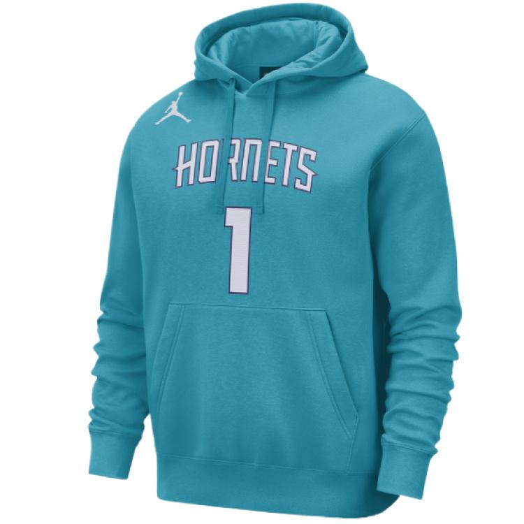 NBA Letter Print Pullover Hoodie Sky Blue 13375341