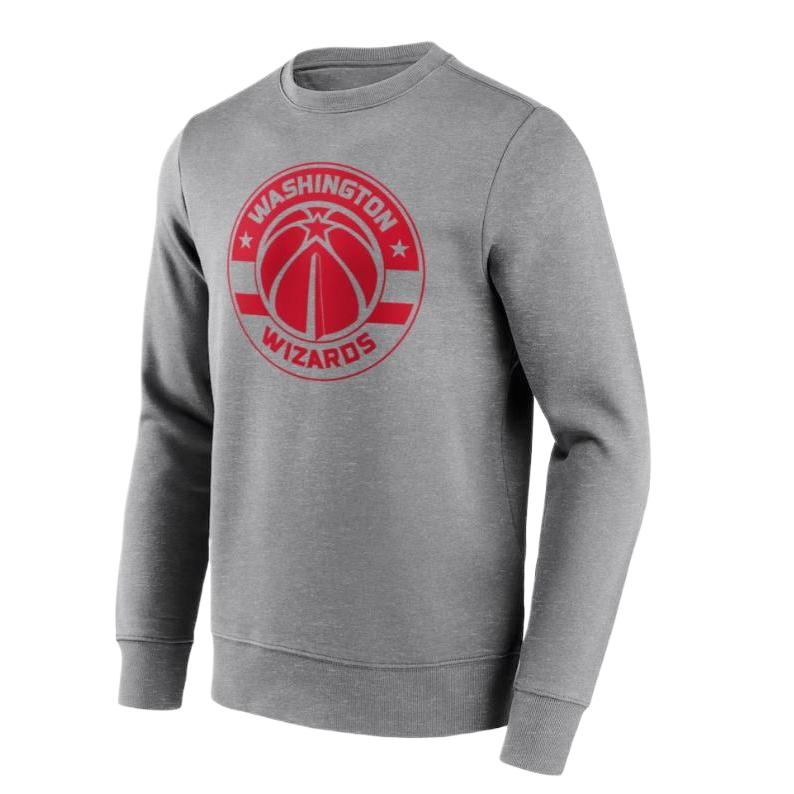 NBA Logo Crewneck Long Sleeve Sweatshirt Washington Wizards Grey () 12088776