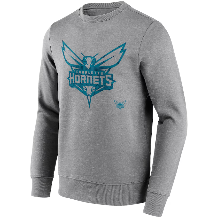 NBA Logo Print Charlotte Hornets Pullover Sweatshirt Grey Casual Wear 13340749
