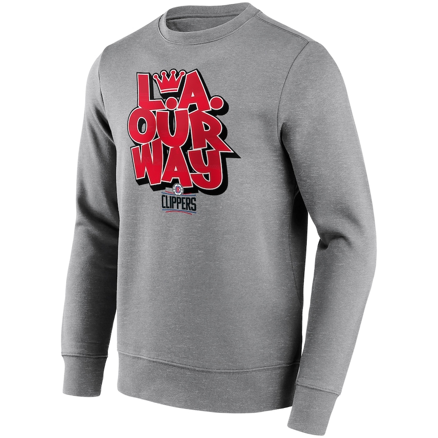 NBA Los Angeles Clippers Fanatics Logo Print Crewneck Sweatshirt Grey 12089228
