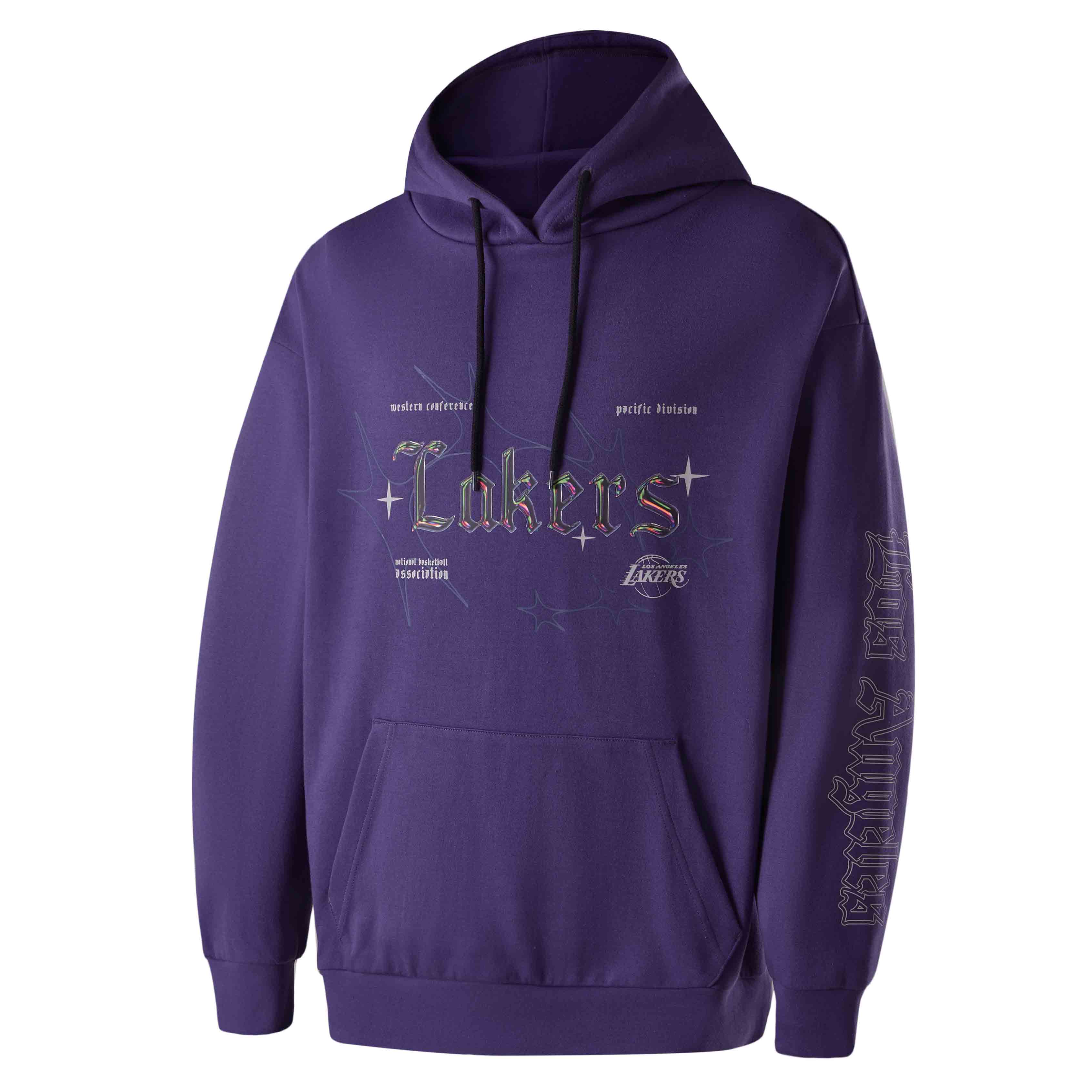NBA Los Angeles Lakers Gothic Court Hoodie Unisex Streetwear - Deep Purple APHOD00763LAL29