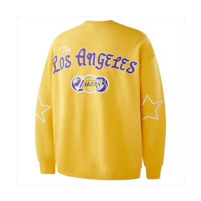 NBA Los Angeles Lakers Letter Print Crewneck Sweatshirt Yellow Unisex APCRE00523LAL05