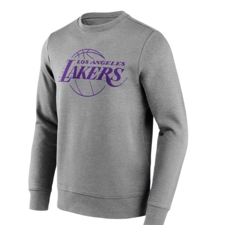 NBA Los Angeles Lakers Logo Crewneck Sweatshirt Grey Casual Sportswear 12088739