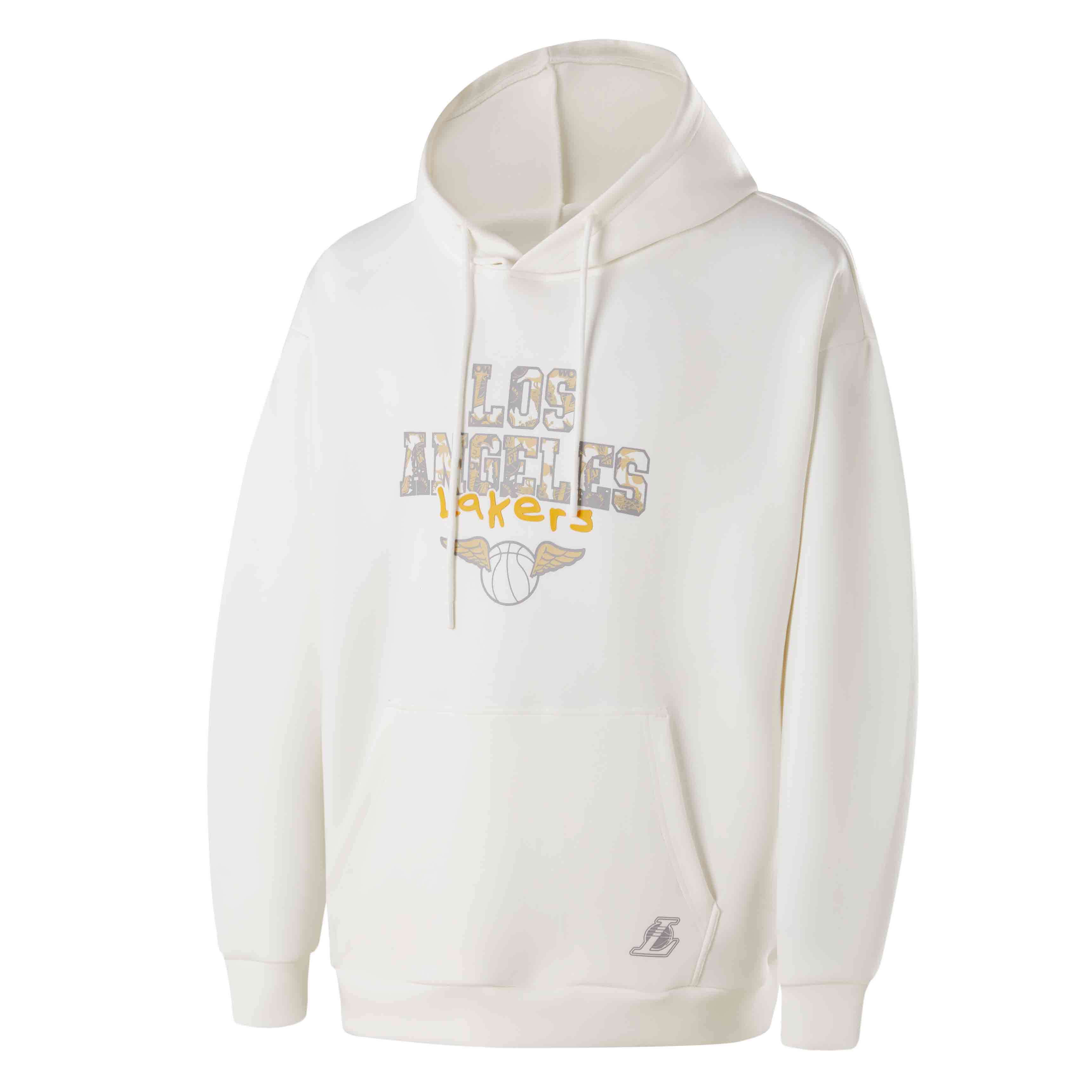 NBA Los Angeles Lakers Painted Court Hoodie Unisex White Retro American Style APHOD00770LAL02