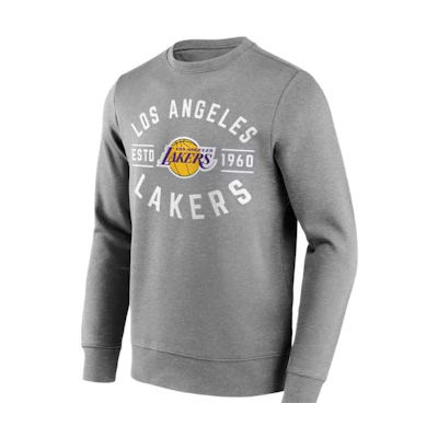NBA Los Angeles Lakers True Classic Letter Print Crewneck Sweatshirt Grey 12084822