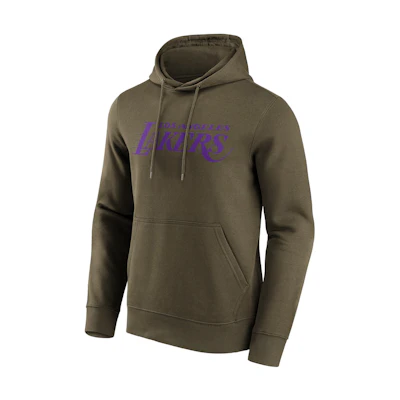 NBA Los Angeles Lakers Wordmark Olive Green Hoodie Pullover Sweatshirt 12088633