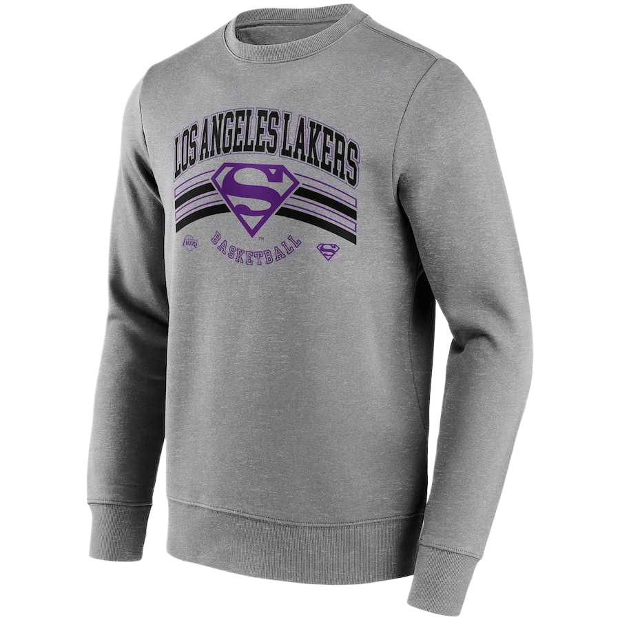 NBA Los Angeles Lakers Superman Graphic Crewneck Sweatshirt Grey 13327464