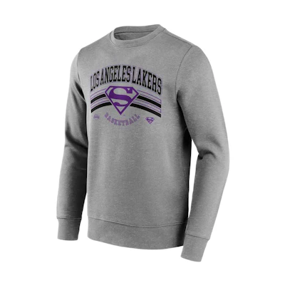 NBA Los Angeles Lakers Superman Graphic Crewneck Sweatshirt Grey 13327464