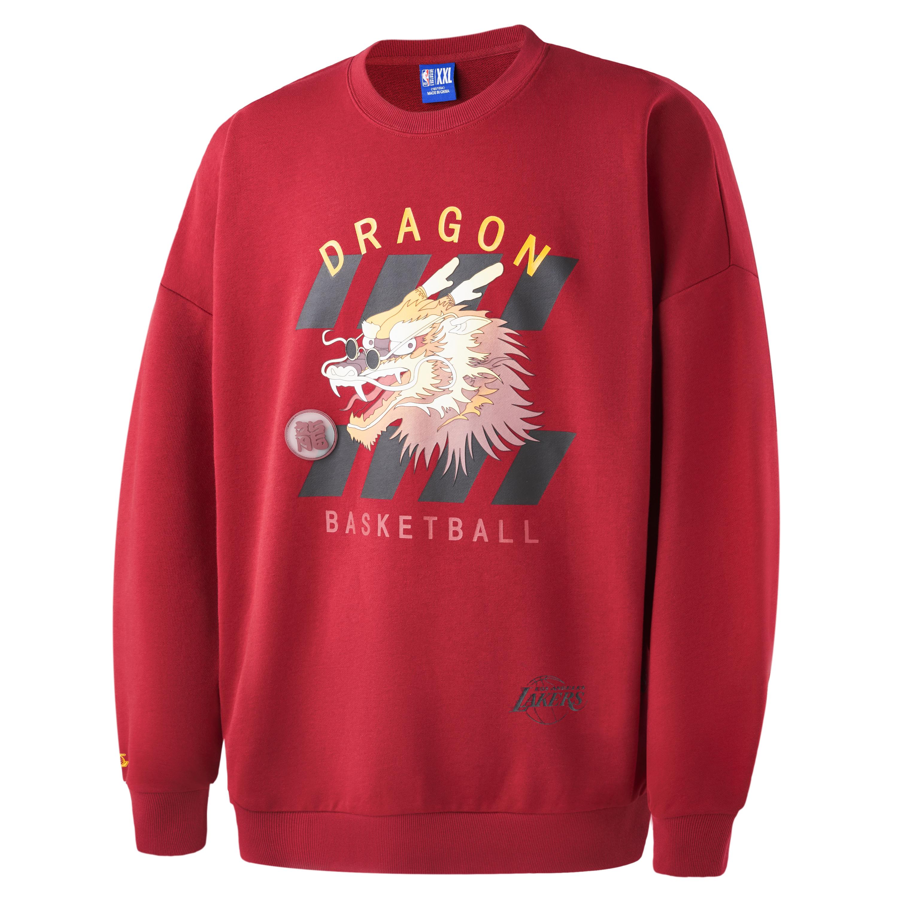 NBA Lunar New Year Lakers Crewneck Sweatshirt Unisex Deep Red + Gift Box APCRE00506LAL44