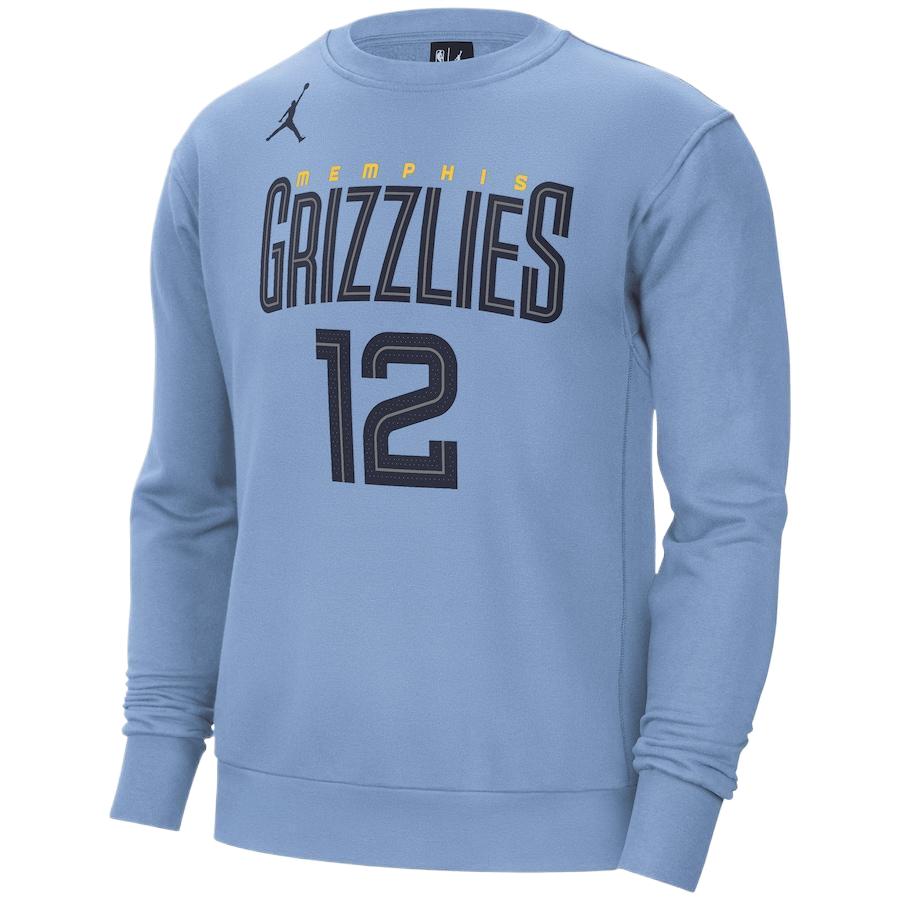 NBA Memphis Grizzlies Ja Morant Blue Letter Number Print Crewneck Sweatshirt 13374167