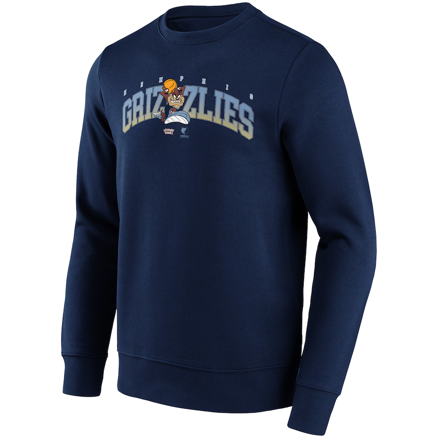 NBA Memphis Grizzlies Looney Tunes Taz Navy Crewneck Sweatshirt 13327614