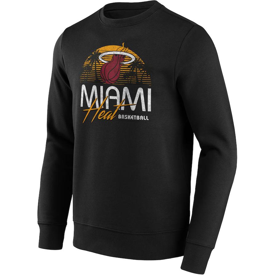 NBA Miami Heat Crewneck Pullover Sweatshirt Black Breathable and Comfortable 12089223