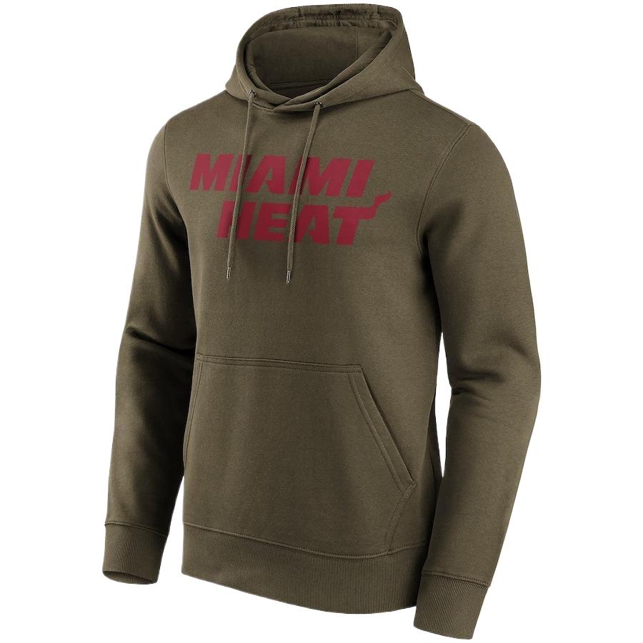 NBA Miami Heat Fanatics Olive Green Pullover Hoodie 12088616